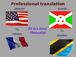 Translation from English to Kurundi and Swahili.